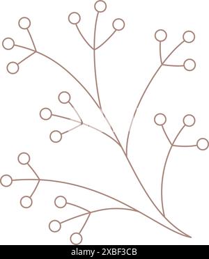 Einfarbige Linie Art Preiselbeere, Preiselbeere, rowan Zweig Zweig Zweig mit saisonalen natürlichen Beeren Garten Logo Vektor Illustration. Simple icon niedliche Gartenarbeit Stock Vektor