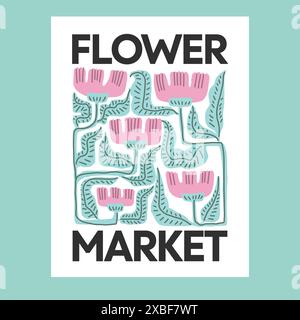 Farbenfrohes Poster mit Blumenmotiv Stock Vektor