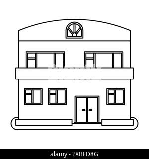 Haus in dünner Linie auf weißem Hintergrund. Vektorabbildung. Stock Vektor