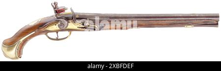 Kleinwaffen, Pistolen, Feuersteinpistole, Kaliber 13 mm, Niederländisch, CA. 1730, EIGENSCHAFTSFREIGABE Stockfoto