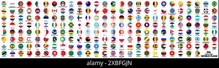 Sammlung offizieller Flaggen der Welt in alphabetischer Reihenfolge rund um den Basic-Stil. Stockfoto