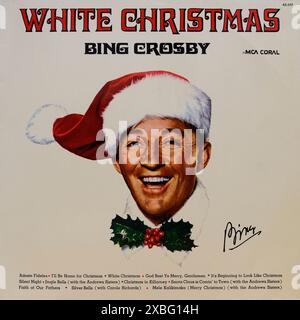 Plattencover aus Vintage-Vinyl. Bing Crosby-Withe Weihnachten 1970 Stockfoto