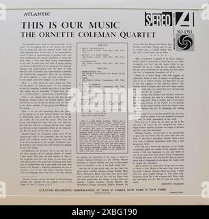 Plattencover aus Vintage-Vinyl. Ornette Coleman Quartet. Das ist Oer Music 1960 Stockfoto