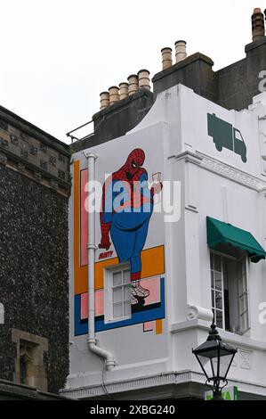 Wandgemälde, The Lanes, Brighton, England *** Wandgemälde, The Lanes, Brighton, England Stockfoto