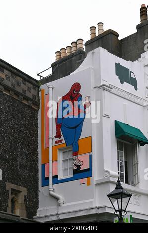 Wandgemälde, The Lanes, Brighton, England Stockfoto