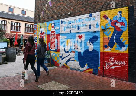 Wandgemälde, The Lanes, Brighton, England Stockfoto