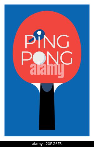 Tischtennis oder Tischtennis Hintergrund. Ping-Pong-Poster-Vorlage oder Werbeflyer mit einem Schläger. Vektorabbildung Stock Vektor