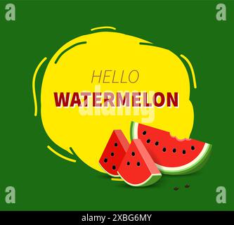Sommerbanner mit Wassermelone und Text „Hello Watermelon“ Stock Vektor