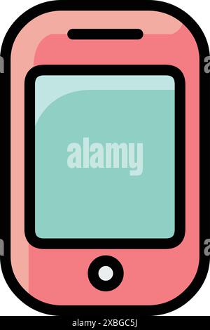 Rotes Smartphone-Symbol mit grünem Bildschirm Stock Vektor