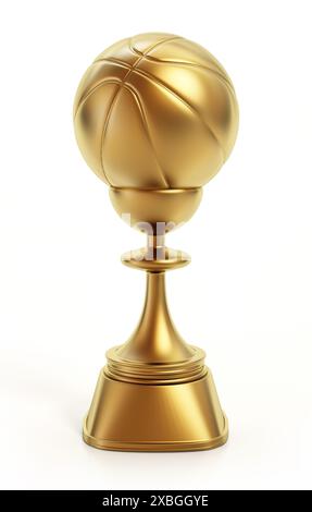 Generische goldene Basketball-Trophäe isoliert auf weißem Hintergrund. 3D-Abbildung. Stockfoto
