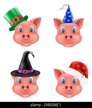 Schweine-Schnauze-Emoji-Aufkleber-Vektor-Illustration isoliert auf weißem Hintergrund Stock Vektor