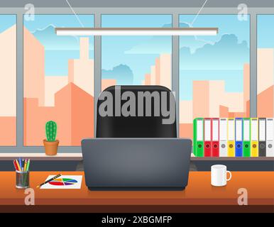 Büroarbeitsplatz für Mitarbeiter eines Unternehmens oder einer Organisation mit Vektor-Illustration Stock Vektor