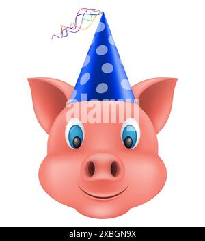 Schweine-Schnauze-Emoji-Aufkleber-Vektor-Illustration isoliert auf weißem Hintergrund Stock Vektor