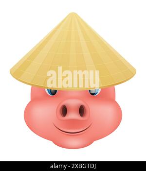 Schweine-Schnauze-Emoji-Aufkleber-Vektor-Illustration isoliert auf weißem Hintergrund Stock Vektor