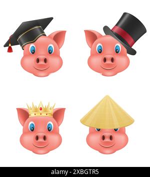 Schweine-Schnauze-Emoji-Aufkleber-Vektor-Illustration isoliert auf weißem Hintergrund Stock Vektor