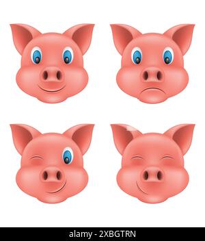 Schweine-Schnauze-Emoji-Aufkleber-Vektor-Illustration isoliert auf weißem Hintergrund Stock Vektor
