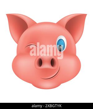 Schweine-Schnauze-Emoji-Aufkleber-Vektor-Illustration isoliert auf weißem Hintergrund Stock Vektor