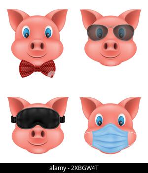 Schweine-Schnauze-Emoji-Aufkleber-Vektor-Illustration isoliert auf weißem Hintergrund Stock Vektor