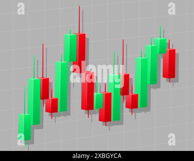 Aktienhandel japanische Kerzenständer Trading Chart Vektor Illustration isoliert auf weißem Hintergrund Stock Vektor