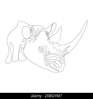 Einzeiliges Nashorn-Design. Handgezeichnete minimalistische Vektorillustration. Wildtiere ein wildes Tierkonzept. Logo Stock Vektor