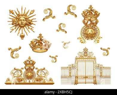 Isolierte Golden Gates auf Schloss Versailles. Frankreich. Stockfoto