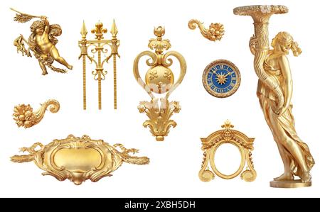 Isolierte goldenen Details zum Schloss von Versailles. Frankreich. Stockfoto
