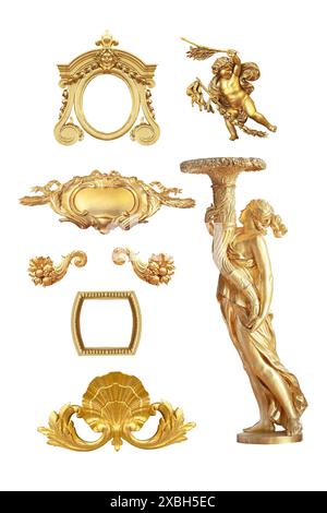 Isoliertes goldenes Detail auf Schloss Versailles. Frankreich. Stockfoto