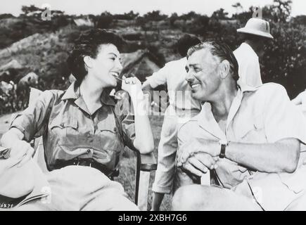 Viersen, Deutschland - 9. Mai. 2024: Bild aus einer Pause während der Dreharbeiten zum Film Mogambo mit Ava Gardner und Clark Gable aus dem Jahr 1953 in afrika Stockfoto