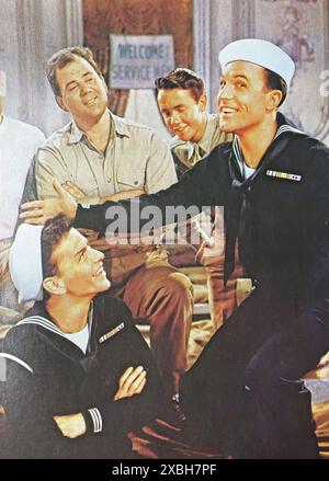 Viersen, Deutschland - 9. Mai. 2024: Filmszene aus dem Musikfilm Anchors Aweigh mit Frank Sinatra und Gene Kelly aus dem Jahr 1945 Stockfoto