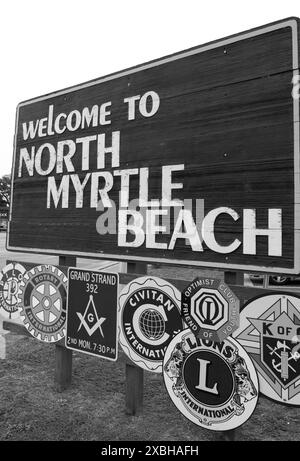 Willkommen im North Myrtle Beach Schild, USA. Stockfoto