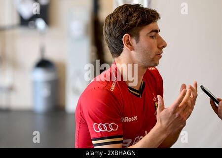 Thibeau Stockbroekx aus Belgien wurde während einer Pressekonferenz vorgestellt, um die Auswahl der belgischen Nationalmannschaft Red Lions für die kommenden 2024 FIH Pro League-Spiele der Männer und für die Olympischen Spiele 2024 in Paris am Mittwoch, den 12. Juni 2024, in Antwerpen vorzustellen. BELGA FOTO DIRK WAEM Stockfoto