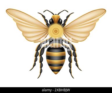 Bieneninsekten Wildtiere Vektor-Illustration isoliert auf weißem Hintergrund Stockfoto