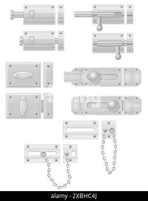 Metallverriegelung zum Schließen von Türen Vektorillustration isoliert auf weißem Hintergrund Stockfoto