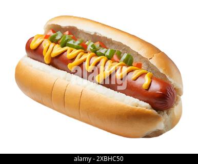 Hot Dog Street Fast Food für eine Snack-Vektor-Illustration isoliert auf weißem Hintergrund Stockfoto