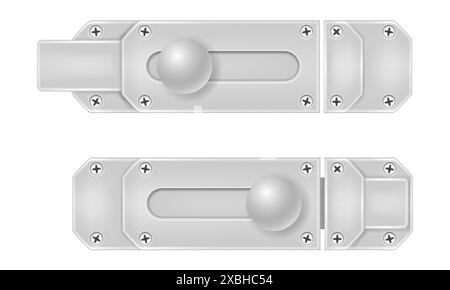 Metallverriegelung zum Schließen von Türen Vektorillustration isoliert auf weißem Hintergrund Stockfoto