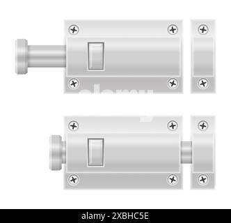 Metallverriegelung zum Schließen von Türen Vektorillustration isoliert auf weißem Hintergrund Stockfoto