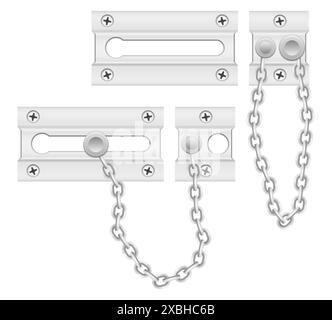 Metallverriegelung zum Schließen von Türen Vektorillustration isoliert auf weißem Hintergrund Stockfoto