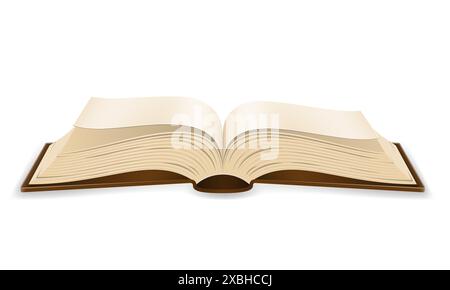 Öffnen Sie das Buch mit Seiten-Vektorillustration isoliert auf weißem Hintergrund Stockfoto