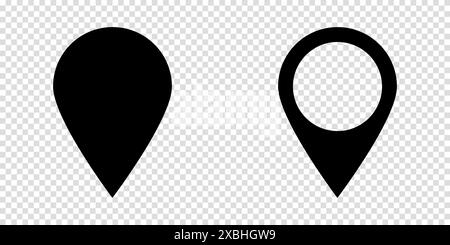 Pins für das Symbol für zwei Kartenzeichen auf transparentem Hintergrund Stock Vektor