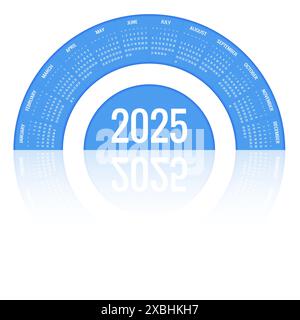 Kalenderkreis, Spirale, Planer für 2025. Vector Schreibwaren Design Print 2025 Vorlage mit Platz für Foto, Ihr Logo und Text. Kalenderdesign 2025 Stock Vektor