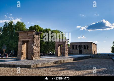 Blick auf den Debod-Tempel in Madrid Stockfoto