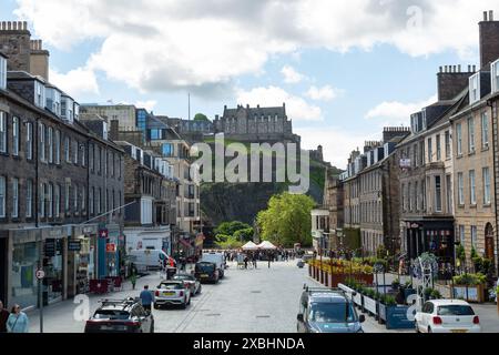 Der Blick auf Edinburgh Castle von der Castle Street, Edinburgh Stockfoto