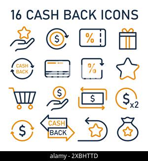 Symbole für Treueprogramme festgelegt. Prämien, Angebote, Cashback und Kartenpunkte. Symbol für kommerzielles Programm zur Kundenbindung. PR-Kampagne für Kundenloyalität. Marketingförderung. Illustration des flachen Vektors Stock Vektor