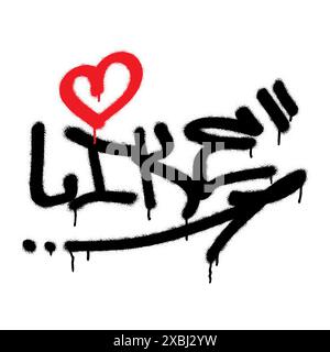 Graffiti-Herz-Symbol sprühen und Wörter WIE SIE markieren. Stock Vektor