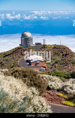 Teleskop zur Visualisierung des Kosmos auf der Kanarischen Insel La Palma, Spanien Stockfoto