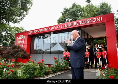 Monza, Italien. Juni 2024. Adriano Galliani und Matteo Pessina präsentieren das Centro Sportivo Silvio e Luigi Berlusconi, Monza Italien - Mittwoch, 12. Juni 2024. Sport - Fußball, (Foto AC Monza/LaPresse von Studio Buzzi) Credit: LaPresse/Alamy Live News Stockfoto