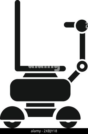 Einfaches, auffälliges Symbol für einen elektrischen Rollstuhl, das das Konzept der Mobilitätshilfe und Zugänglichkeit betont Stock Vektor
