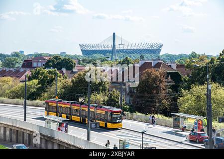 Das Nationalstadion in Warschau vom Schlossplatz aus gesehen Stockfoto