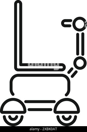 Einfache Line Art Icon eines elektrischen Rollstuhls, repräsentiert Konzepte der Barrierefreiheit, Unterstützung für Behinderte und moderne Lösungen im Gesundheitswesen Stock Vektor