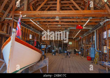 Innenansicht eines Bootsgebäudes bei der Britannia Shipyard in Steveston British Columbia Kanada Stockfoto